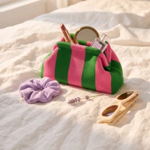 The Shape Shifter striped makeup pouch by TAFFY